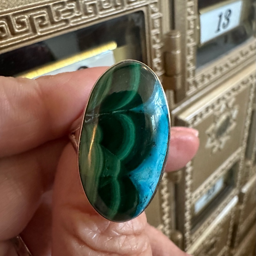 Malachite & Azurite Sterling Silver Statement Ring